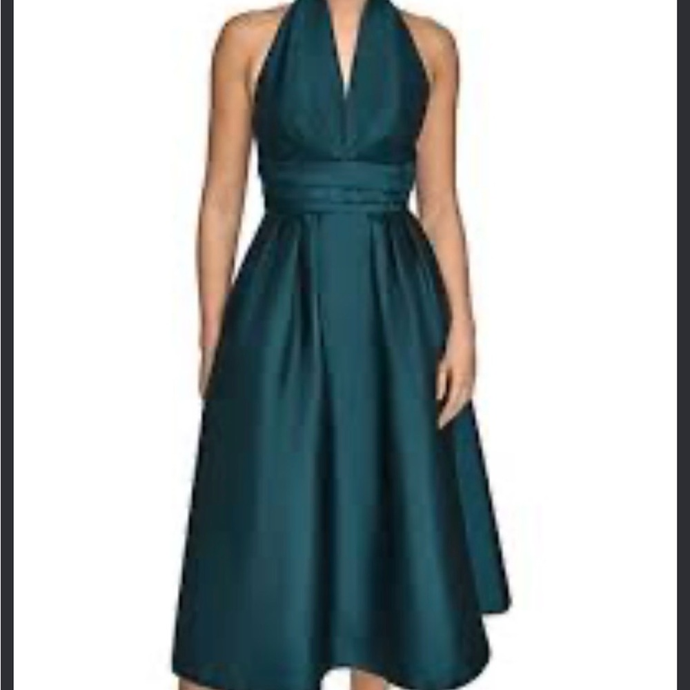 Donna Karan Deep Teal Halter Midi Dress